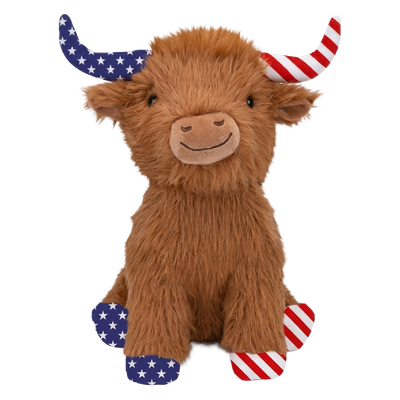 Jumbo highland cow plush dog toy with squeaker at Liberty Farm, Home &amp; Garden in Galion, Ohio