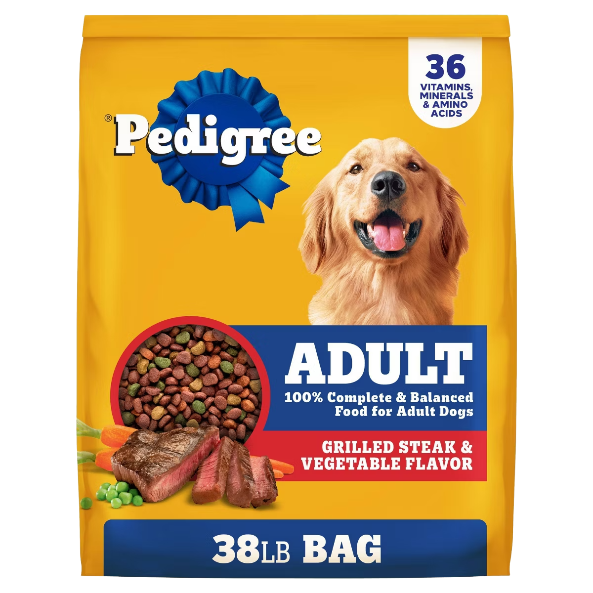 Pedigree Grilled Steak &amp; Vegetable Flavor dry dog food 38 lb bag
