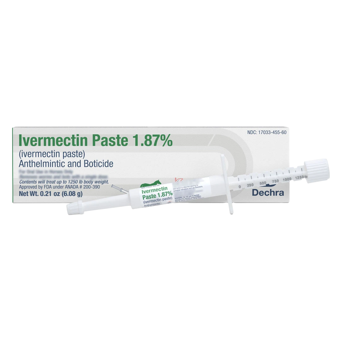 Dechra Equine Ivermectin Paste 1.87% horse dewormer syringe | Liberty Farm, Home &amp; Garden, Galion Ohio