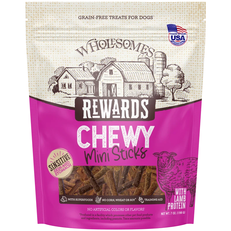Wholesomes Rewards Chewy Lamb Mini Sticks 7 oz | Liberty Farm, Home &amp; Garden, Galion OH