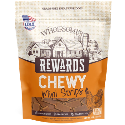 Wholesomes Rewards Chewy Chicken Mini Strips 7 oz | Liberty Farm, Home &amp; Garden, Galion OH