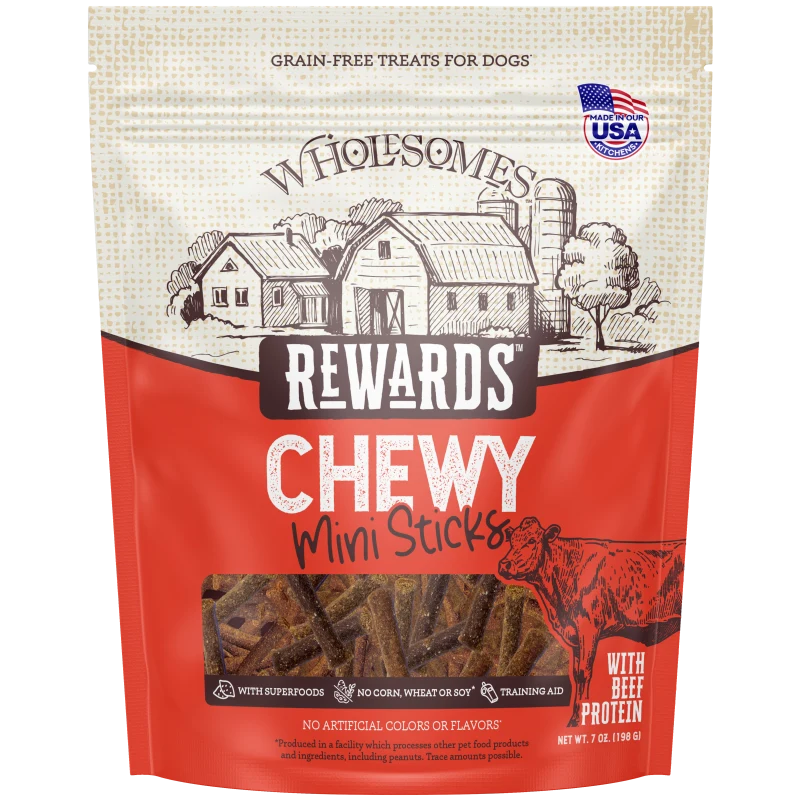 Wholesomes Rewards Chewy Beef Mini Sticks 7 oz | Liberty Farm, Home &amp; Garden, Galion OH