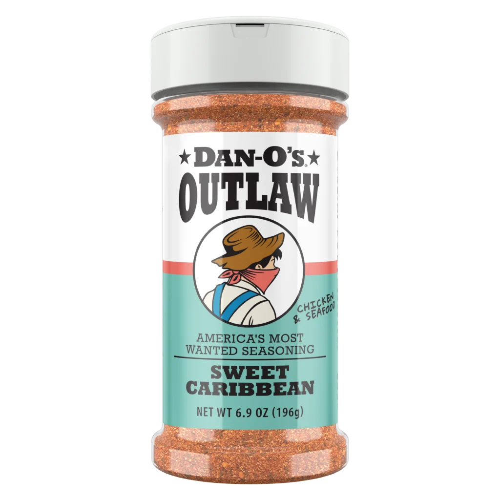 Dan-O's Outlaw Sweet Caribbean Seasoning 6.9 oz shaker bottle front label