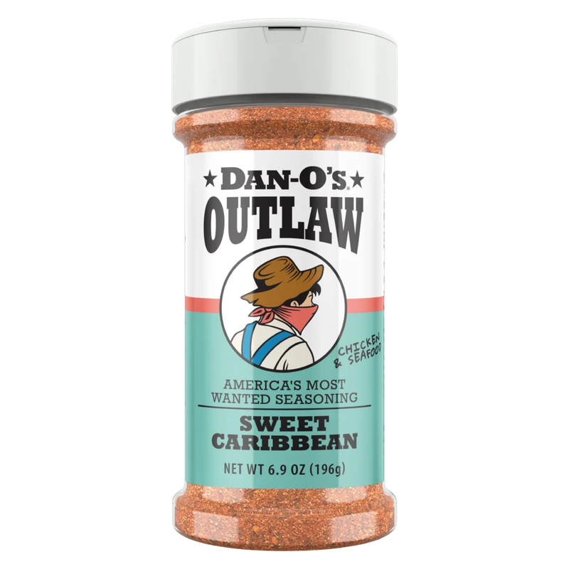Dan-O's Outlaw Sweet Caribbean Seasoning 6.9 oz shaker bottle front label