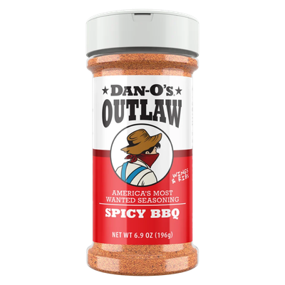 Dan-O's Outlaw Spicy BBQ Seasoning 6.9 oz shaker bottle front label