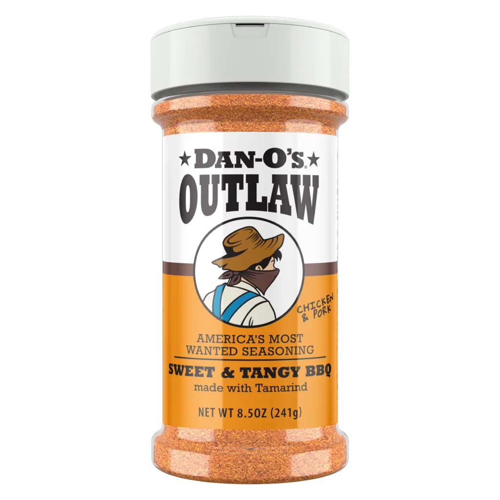 Dan-O's Outlaw Sweet &amp; Tangy BBQ Seasoning 6.9 oz shaker bottle front