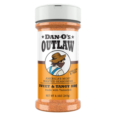 Dan-O's Outlaw Sweet &amp; Tangy BBQ Seasoning 6.9 oz shaker bottle front