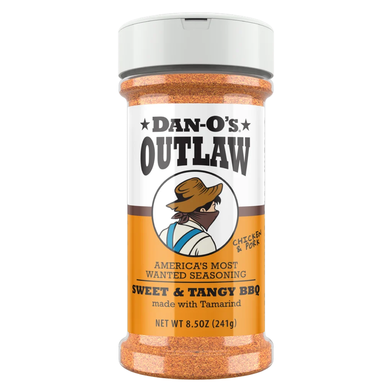 Dan-O's Outlaw Sweet &amp; Tangy BBQ Seasoning 6.9 oz shaker bottle front