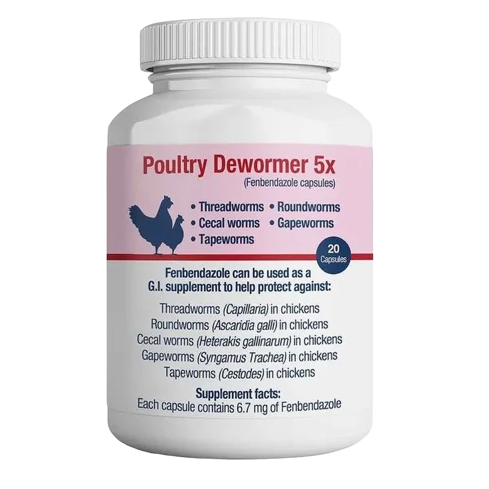 RNA Supplements Poultry Dewormer 5X G.I. Supplement 20 count - fenbendazole capsules for chickens