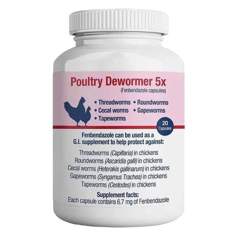 RNA Supplements Poultry Dewormer 5X G.I. Supplement 20 count - fenbendazole capsules for chickens