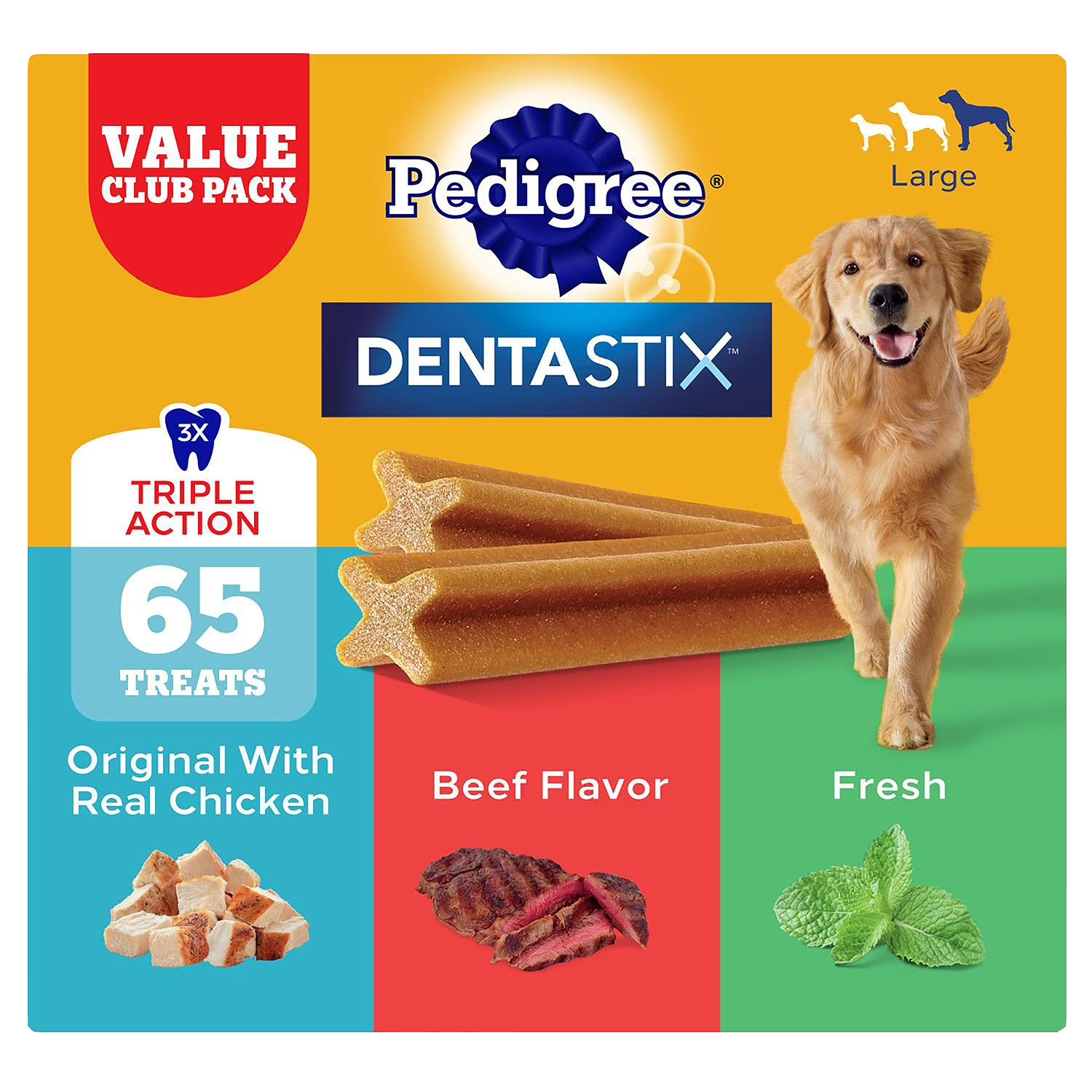 Pedigree Dentastix Large Variety Adult Dog Treats 65 count bag