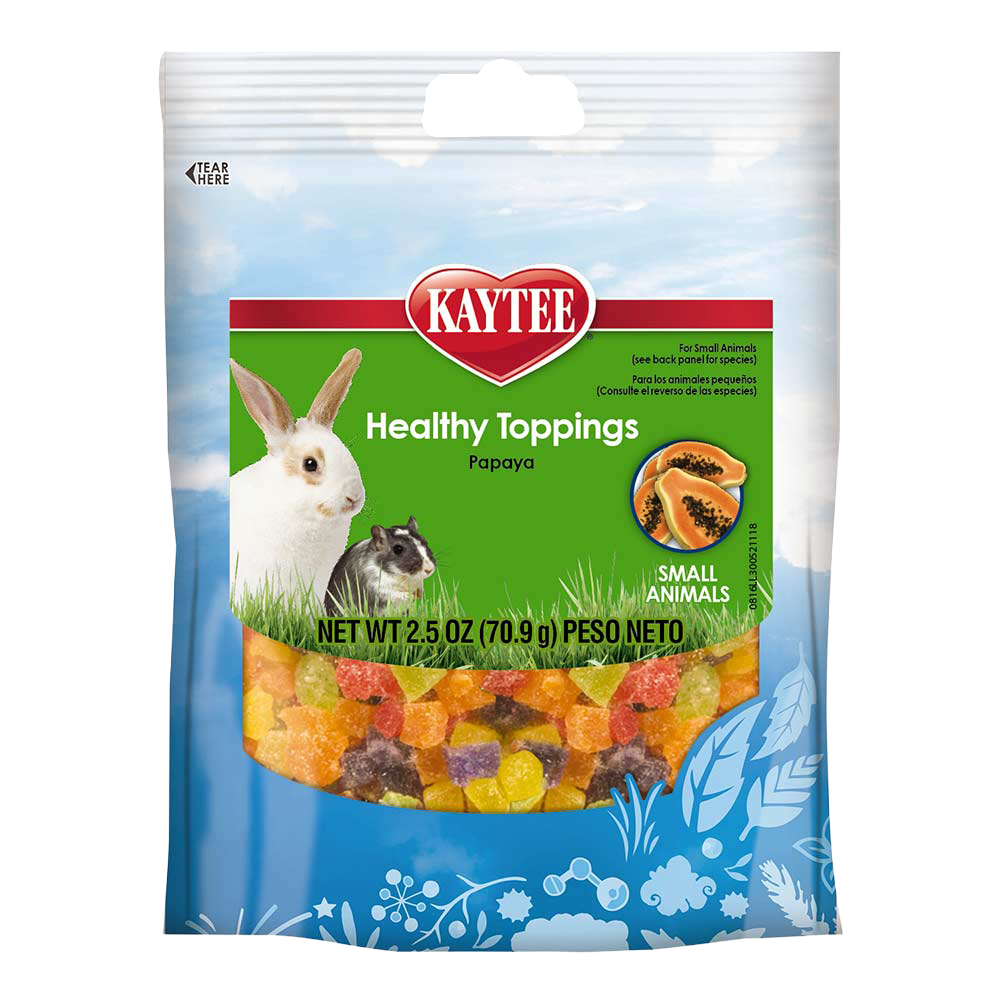 Kaytee Healthy Toppings Papaya 2.5 oz freeze-dried fruit treats for rabbits and guinea pigs — Liberty Farm, Home &amp; Garden, Galion OH