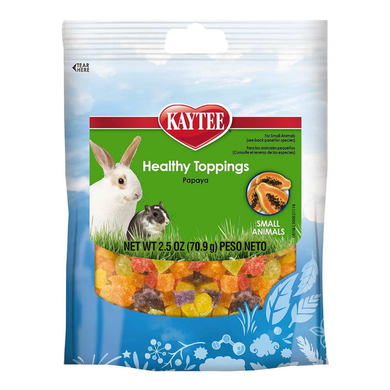 Kaytee Healthy Toppings Papaya 2.5 oz freeze-dried fruit treats for rabbits and guinea pigs — Liberty Farm, Home &amp; Garden, Galion OH