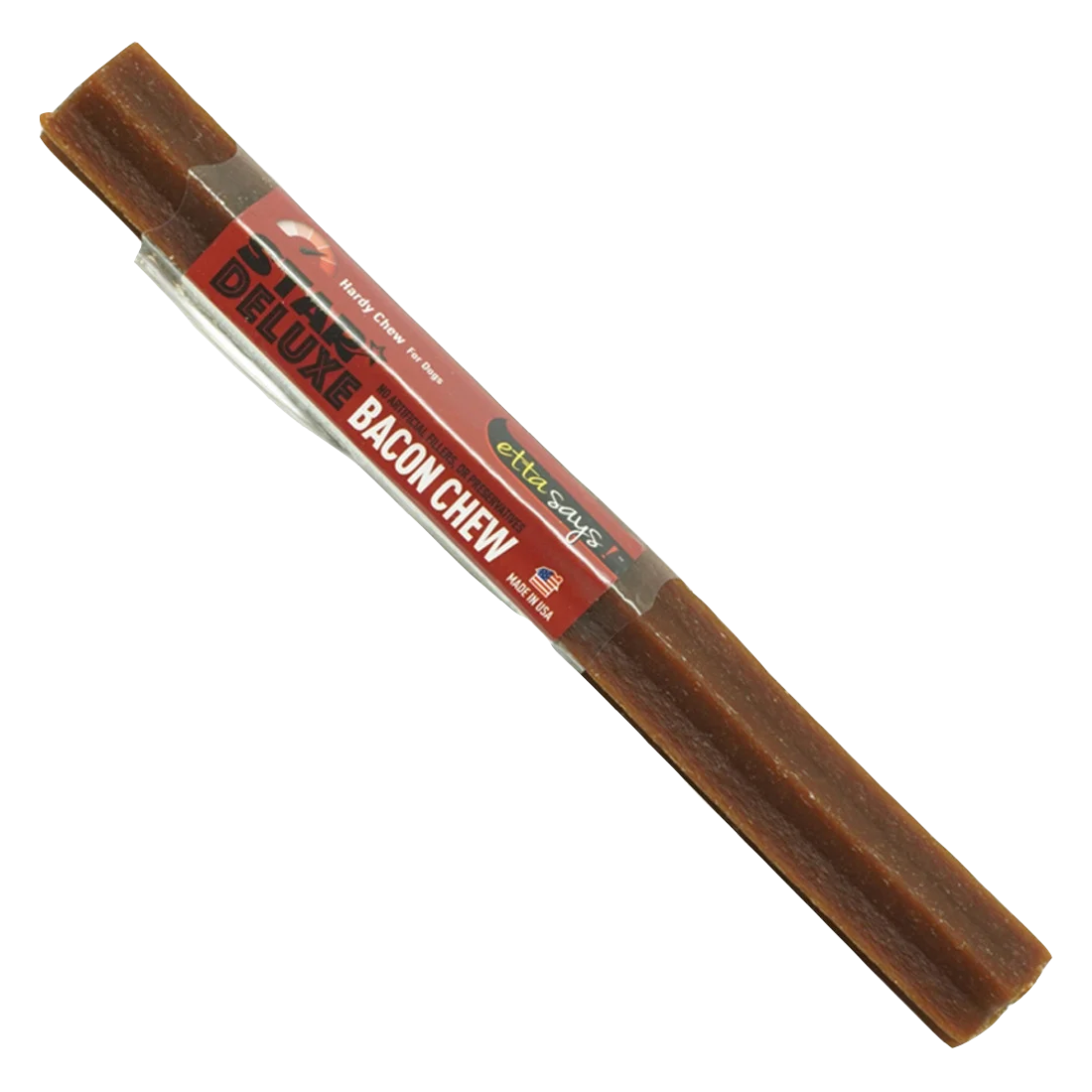 Etta Says! Bacon Star Deluxe Premium Chew 7 inch dog chew with real bacon flavor, made in USA