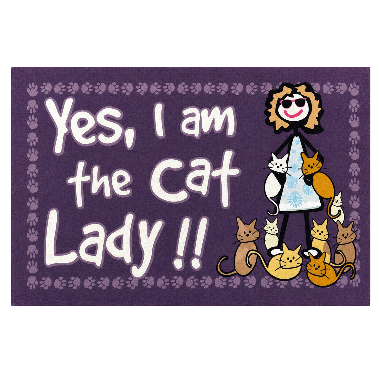 Recycled Rubber Decorative Doormat – Yes, I Am the Cat Lady