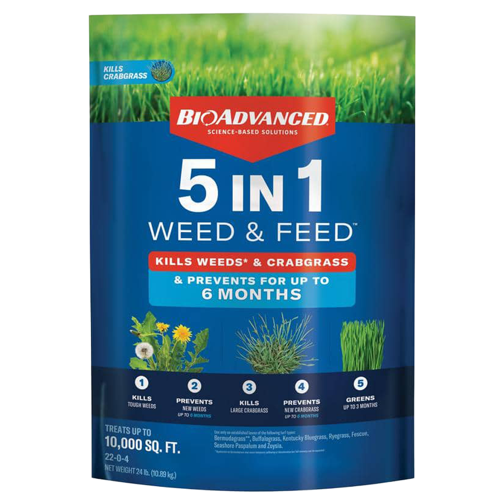 BioAdvanced 5-in-1 Weed and Feed Dry Lawn Fertilizer for Northern Lawns (24 lb)