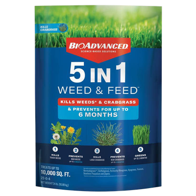 BioAdvanced 5-in-1 Weed and Feed Dry Lawn Fertilizer for Northern Lawns (24 lb)