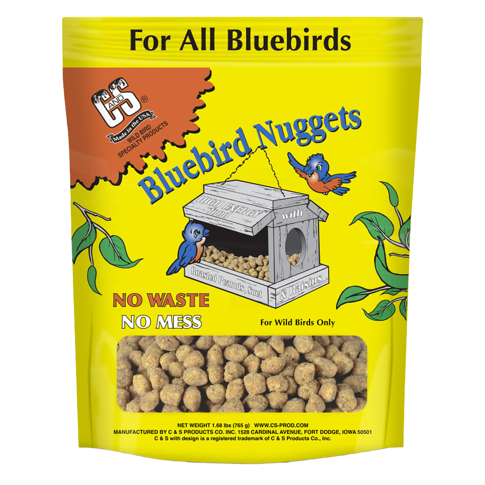C&amp;S Bluebird Suet Nuggets 27 oz bag — front with bluebirds and nugget window