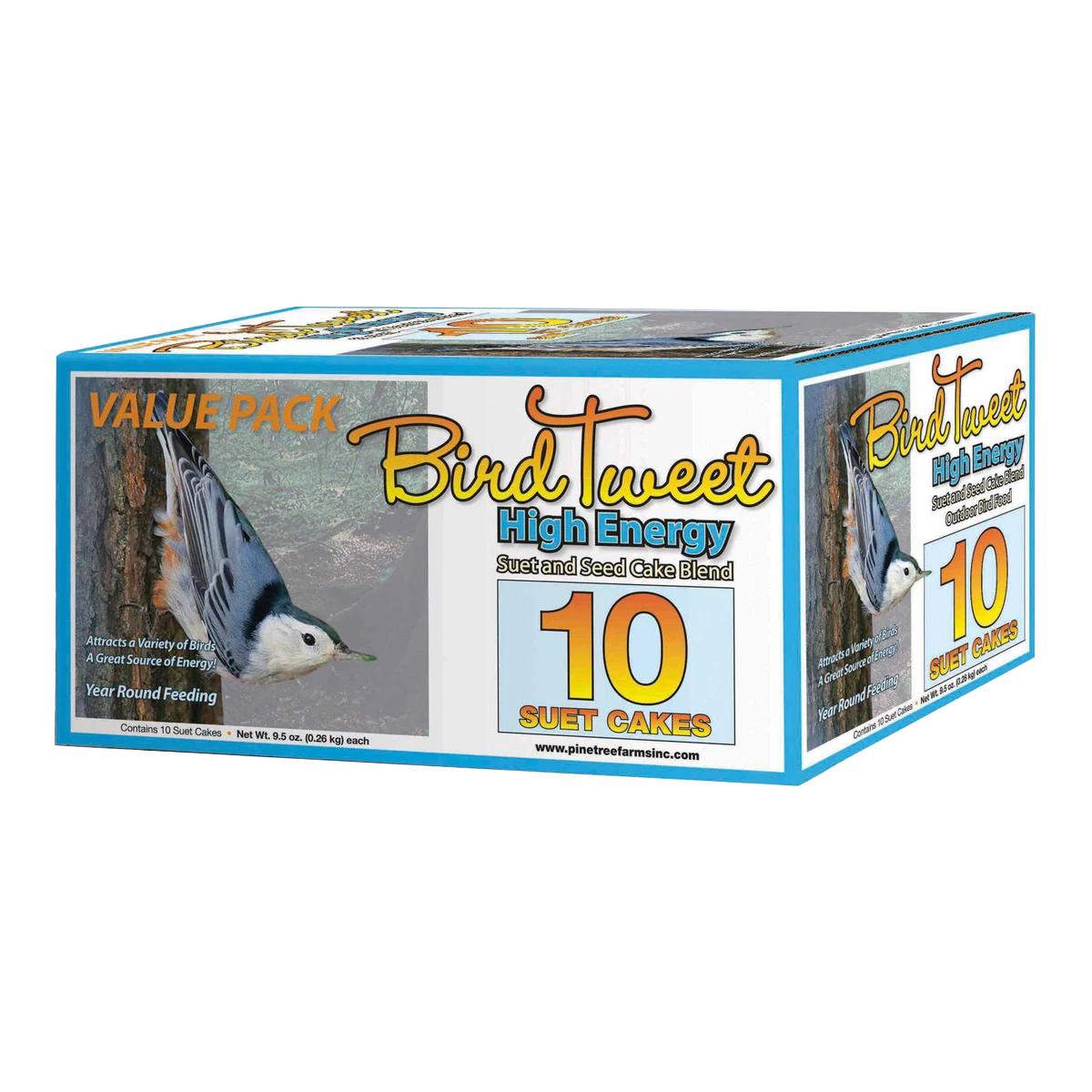 Bird Tweet High Energy value pack box with ten 9.5 oz suet-and-seed cakes