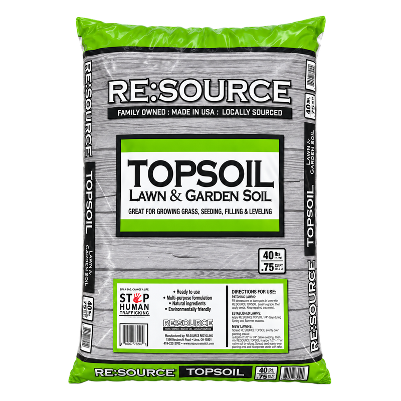 Front of Re:Source Topsoil lawn and garden soil bag, 40 lb / 0.75 cu ft