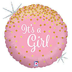 "18"" GLITTER ITS A GIRL HOLO -PKG"