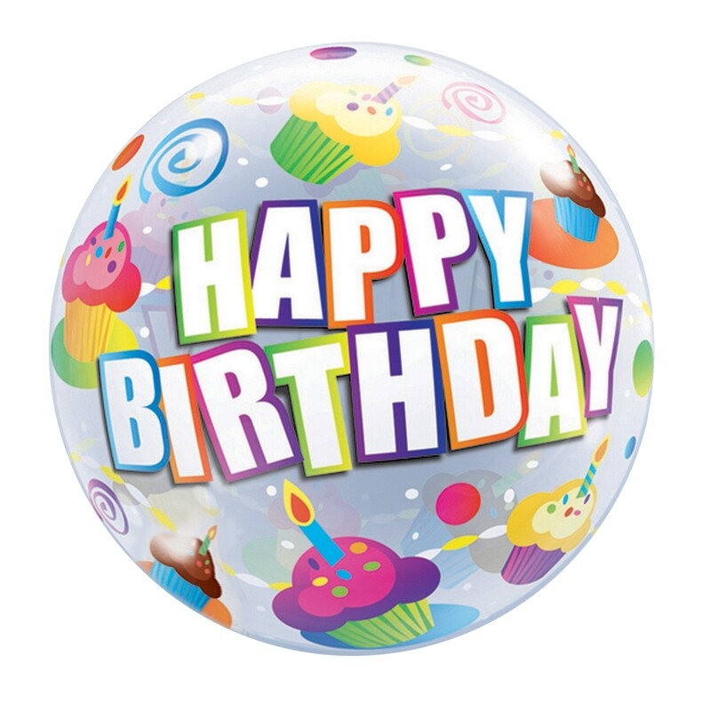 "22"" BDAY COLORFUL CUPCAKE BUBBLE"