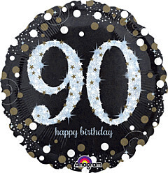 "18"" SPARKLING BDAY 90 HOLO - PKG"