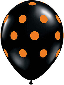 "11"" BIG POLKA DOTS ORANGE BLACK"