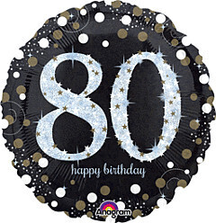 "18"" SPARKLING BDAY 80 HOLO - PKG"