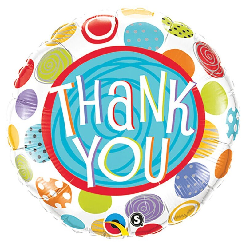 "18"" THANK YOU PATTERNED DOTS-PKG"