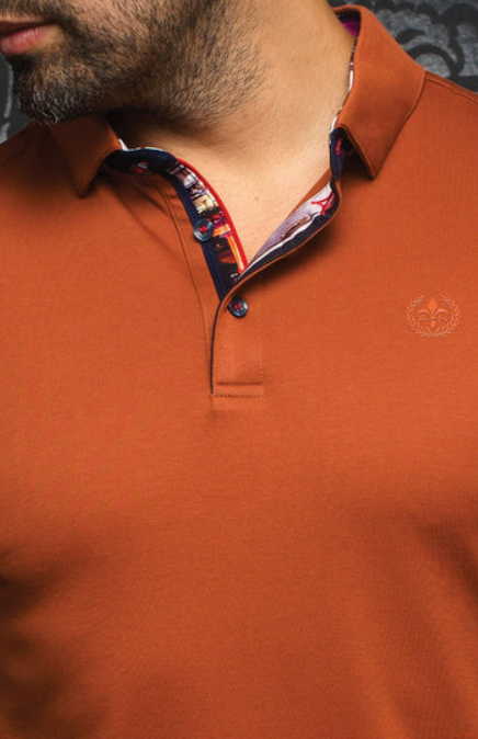 H Polo manches longues AU NOIR Falcon - Rust