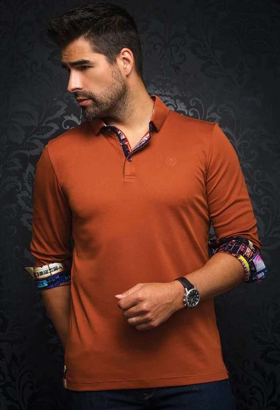 H Polo manches longues AU NOIR Falcon - Rust