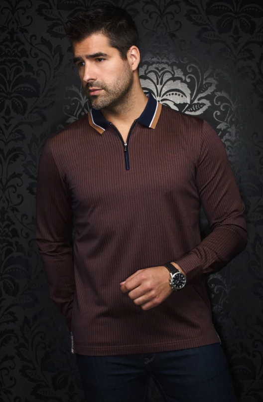 H Polo manches longues AU NOIR Federico - Tobacco