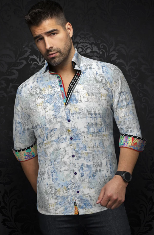 H Chemise manches longues AU NOIR Gomera - Blanc Multi