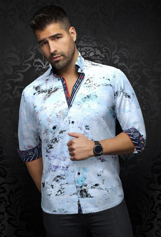 H Chemise manches longues AU NOIR Magnani - Bleu pâle