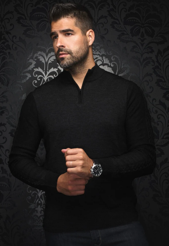 H Chandail 1/2 zip manches longues AU NOIR Mesta - Noir