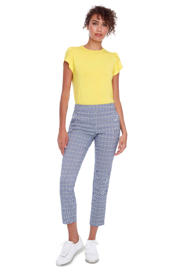 F Pantalon SWING B4182 - Carreaux bleu/jaune