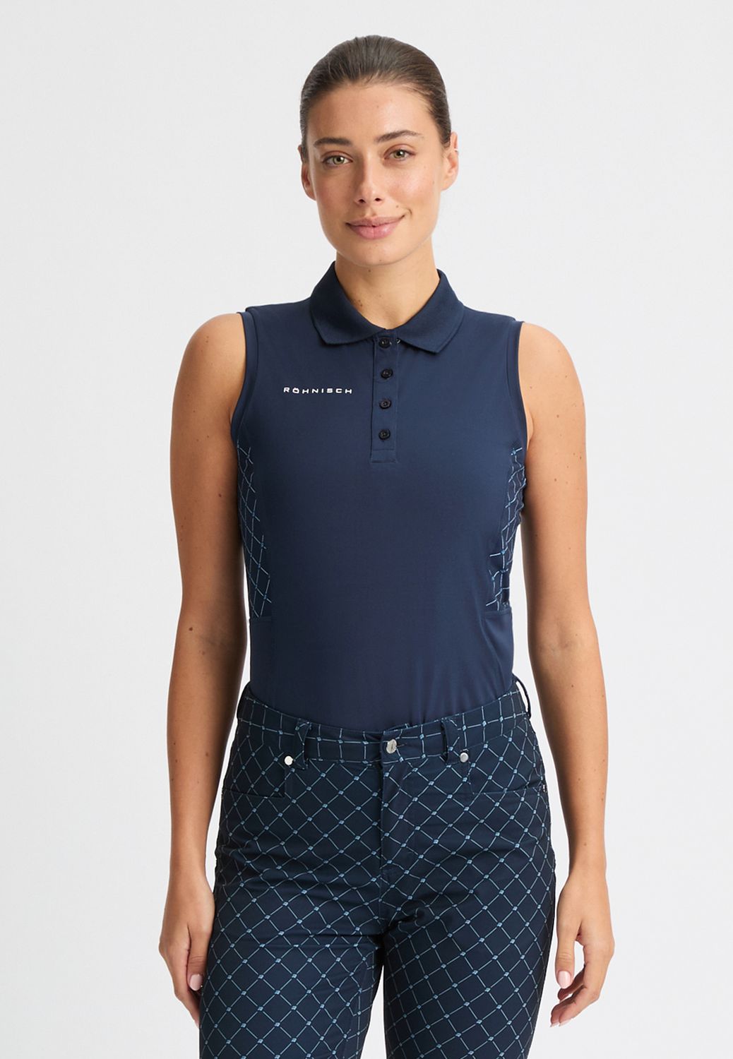 F Polo sans manche ROHNISCH Nicky - Micro R Check Marine