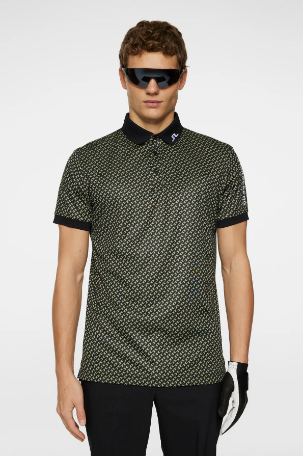 H Polo J.LINDEBERG Tour Tech Print - Tour Geo Olive
