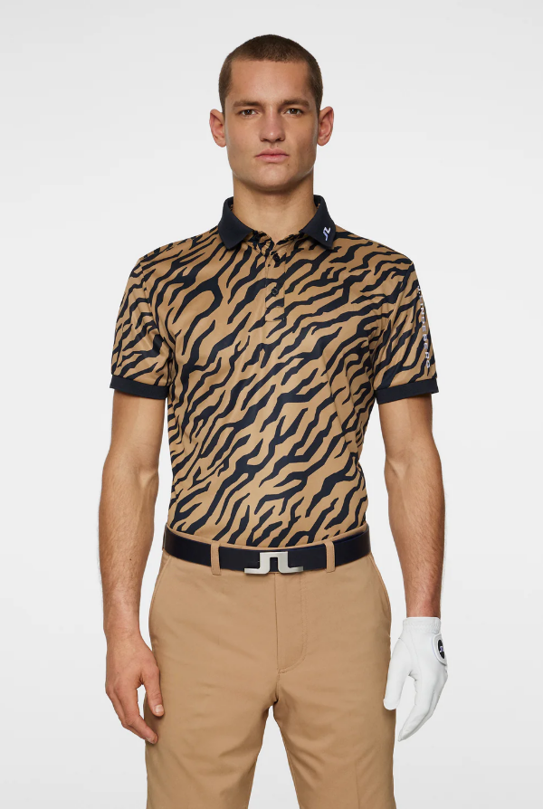 H Polo J.LINDEBERG Tour Tech Print - Tour Tiger Brown