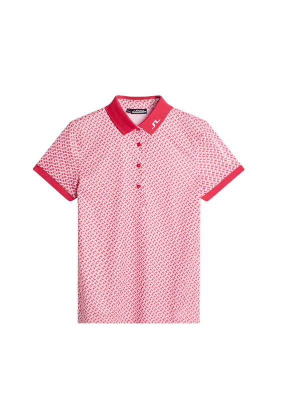 F Polo manches courtes J.LINDEBERG Tour Tech Print - Tour Geo Rose