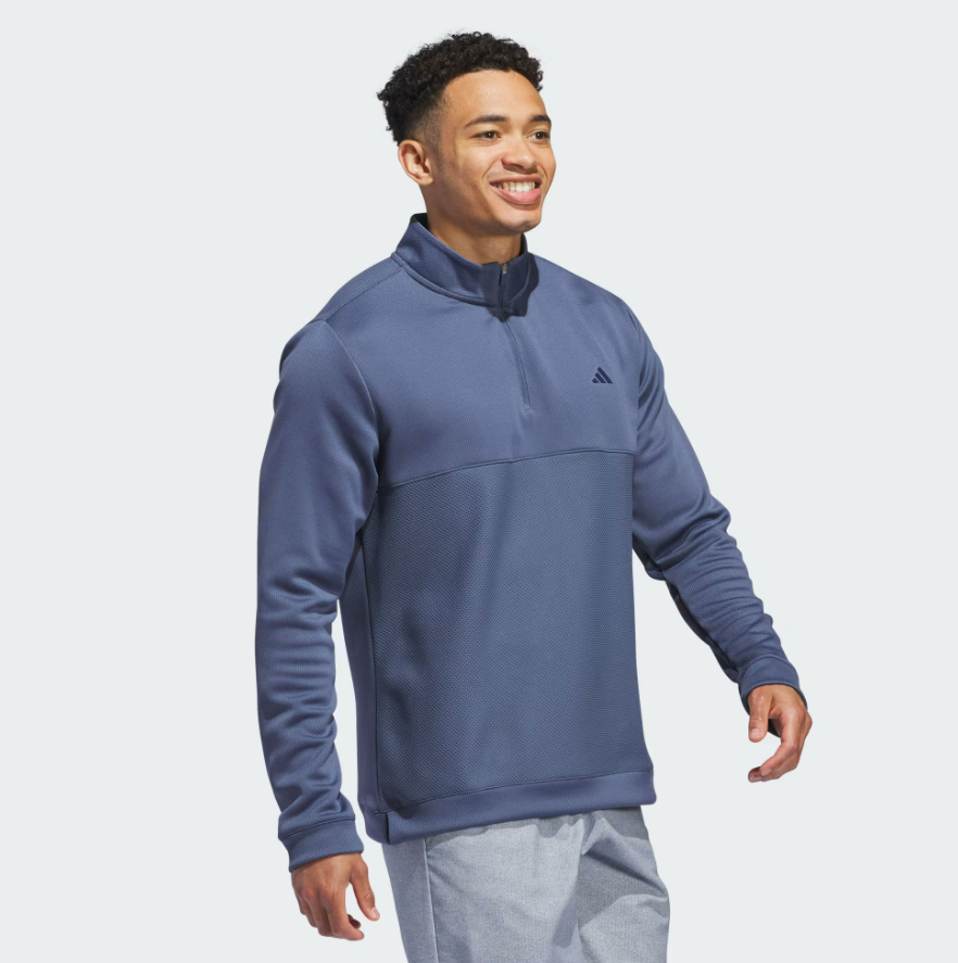 H Chandail 1/2 zip ml ADIDAS IU4695 - Bleu 