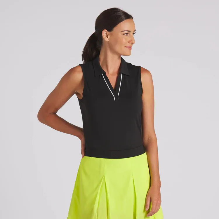 F Polo sans manche PUMA Cloudspun Piped SL - Noir