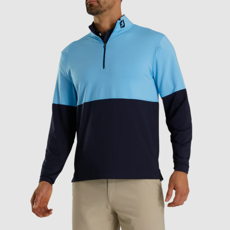 H Chandail 1/2 zip manches longues FOOTJOY 29848 - Bleu pâle/Navy