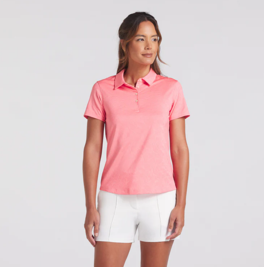 F Polo manches courtes PUMA Mattr Lianas Jacquard - Peach