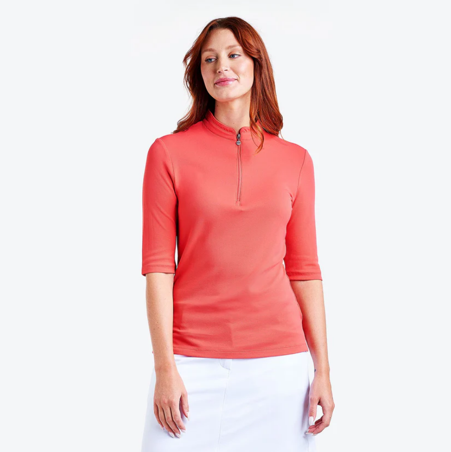 F Polo manches 3/4 NIVO Noa - Papaya