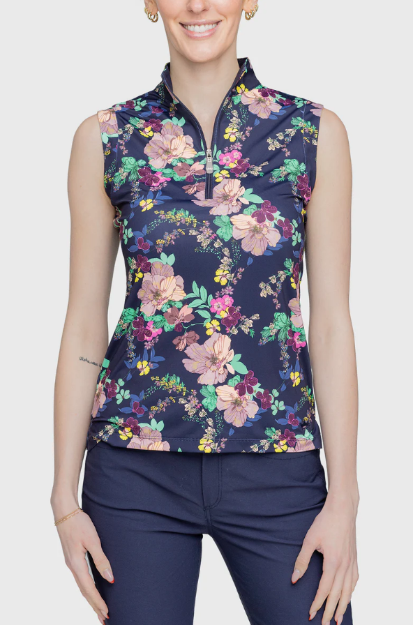 F Polo sans manche KASTEL DENMARK TS25LN - Navy Lush Garden