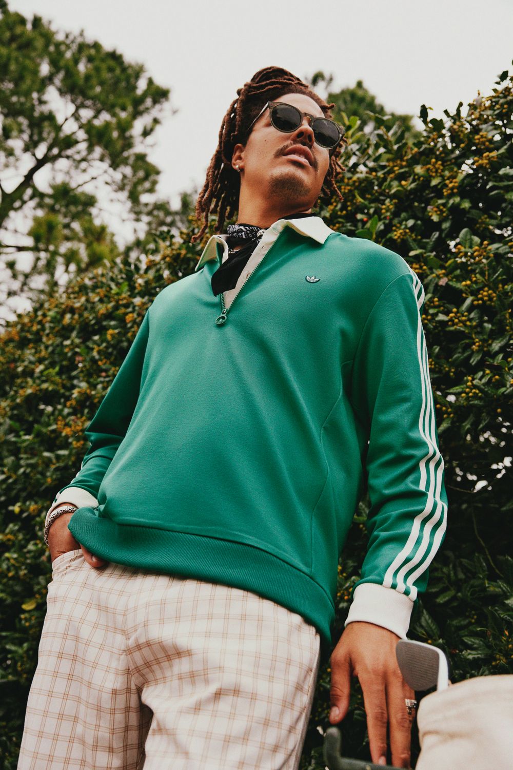 H Chandail 1/2 zip manches longues ADIDAS OG  JP2061 - Vert