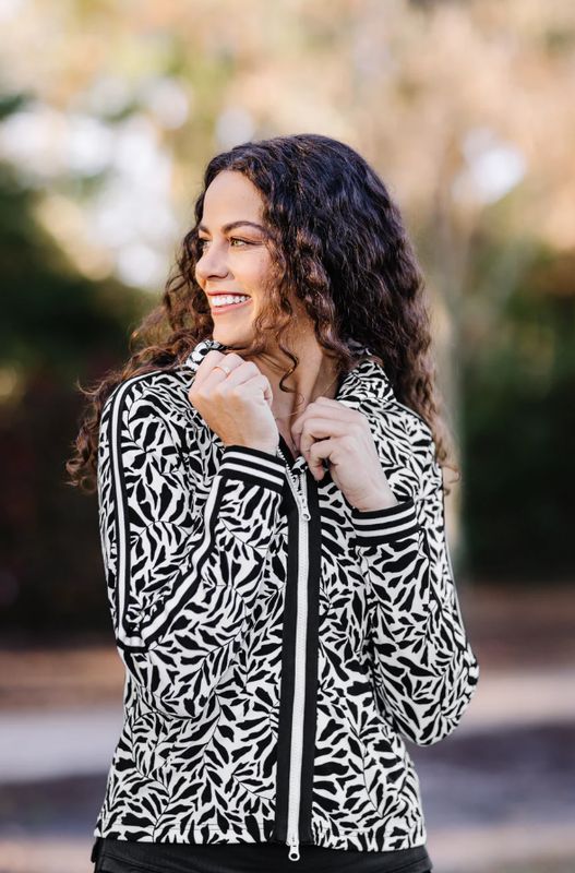 F Veste full zip KASTEL DENMARK JTS25B - Black &amp; White Climbing Vine