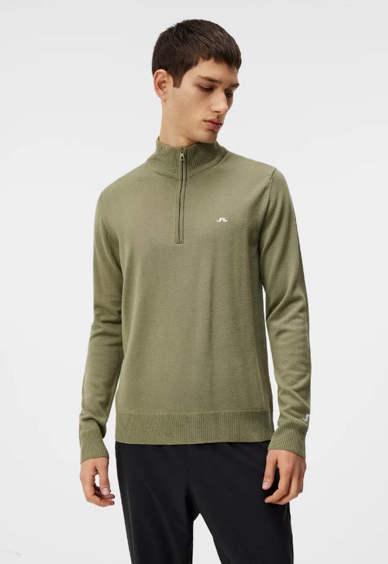 H Chandail 1/2 zip manches longues J.LINDEBERG Kian - Khaki